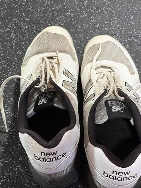 New Balance Men’s 574 Lace-Up Golf Sneakers in White and Gray